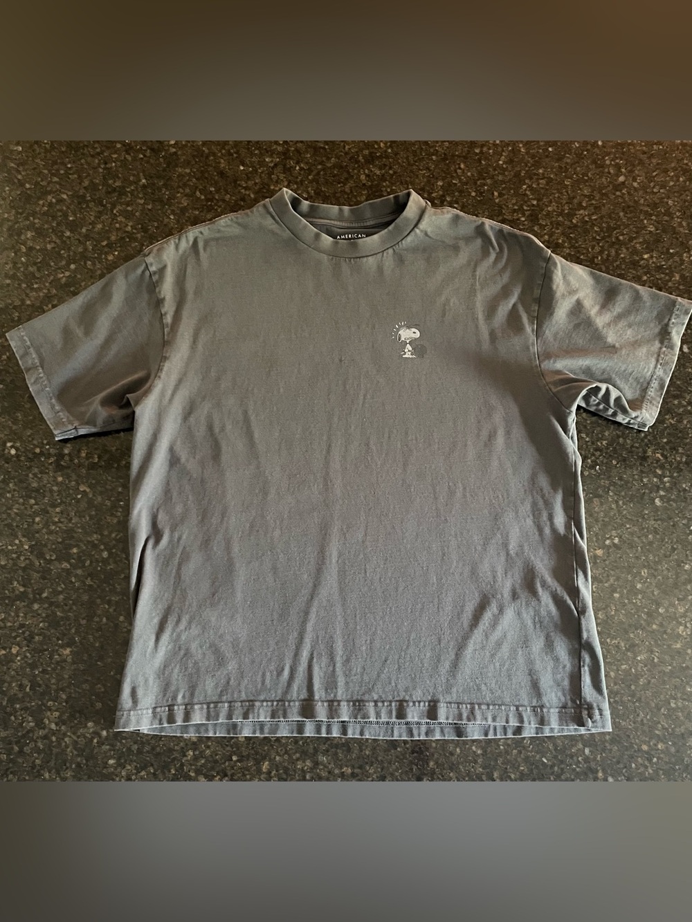 America Eagle men’s tee shirt, “boxy fit,” medium, dark gray. Snoopy Tennis